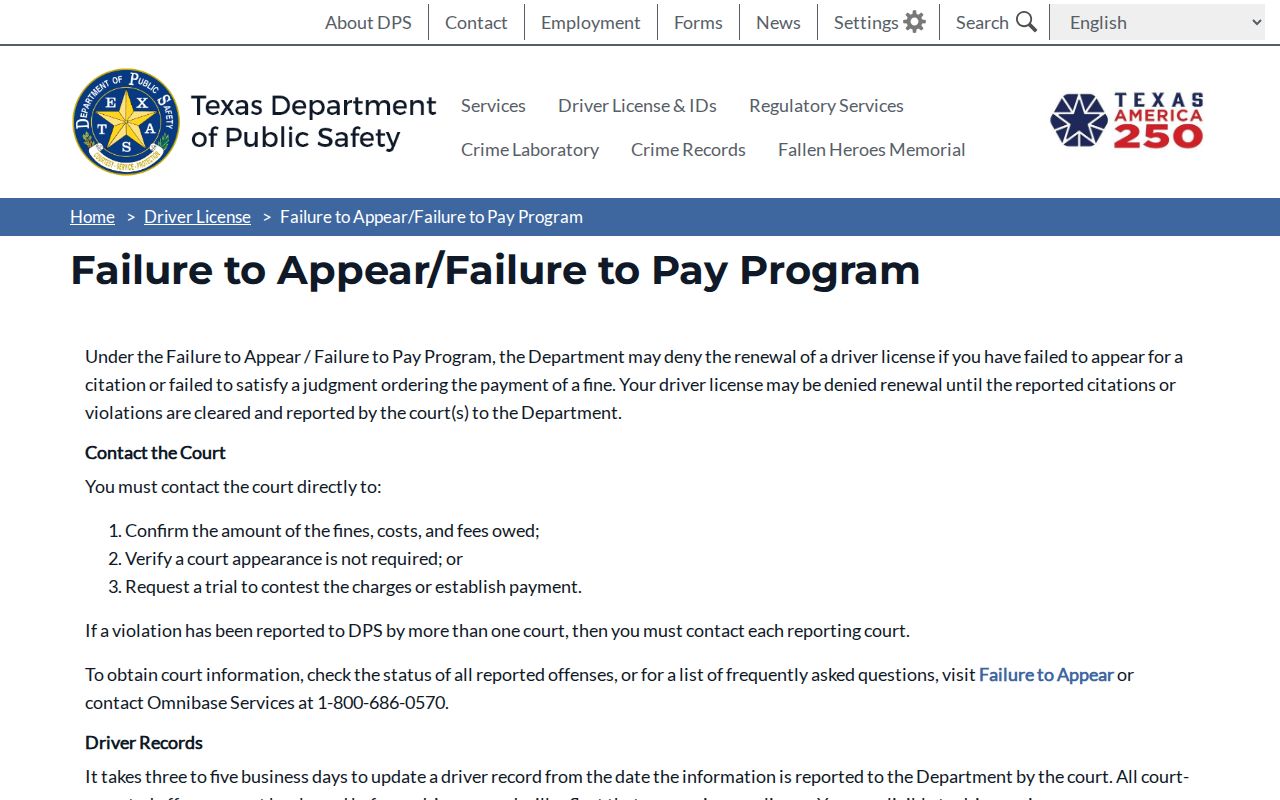 Kent County active warrants reference, DPS Failure to Appear and Failure to Pay program