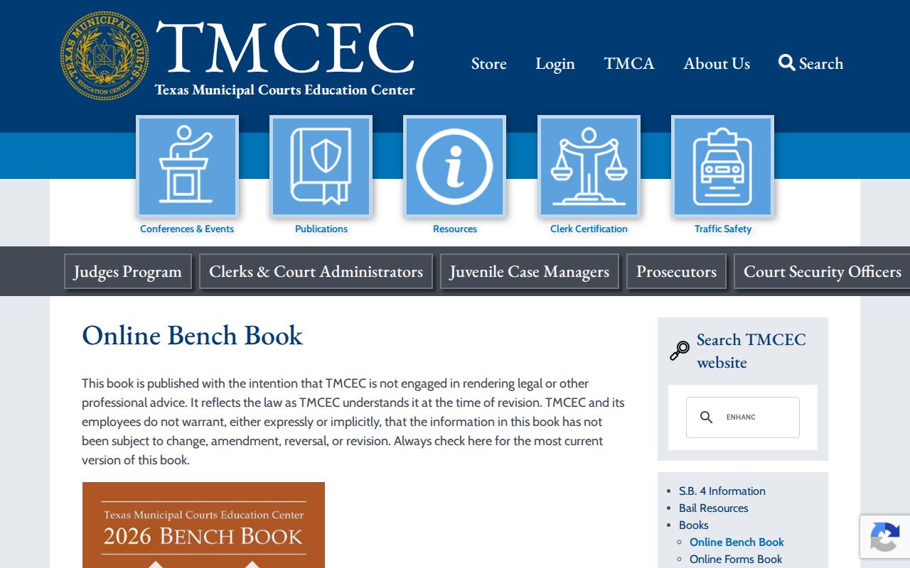 Kent County bench warrant reference, Texas municipal court bench book index