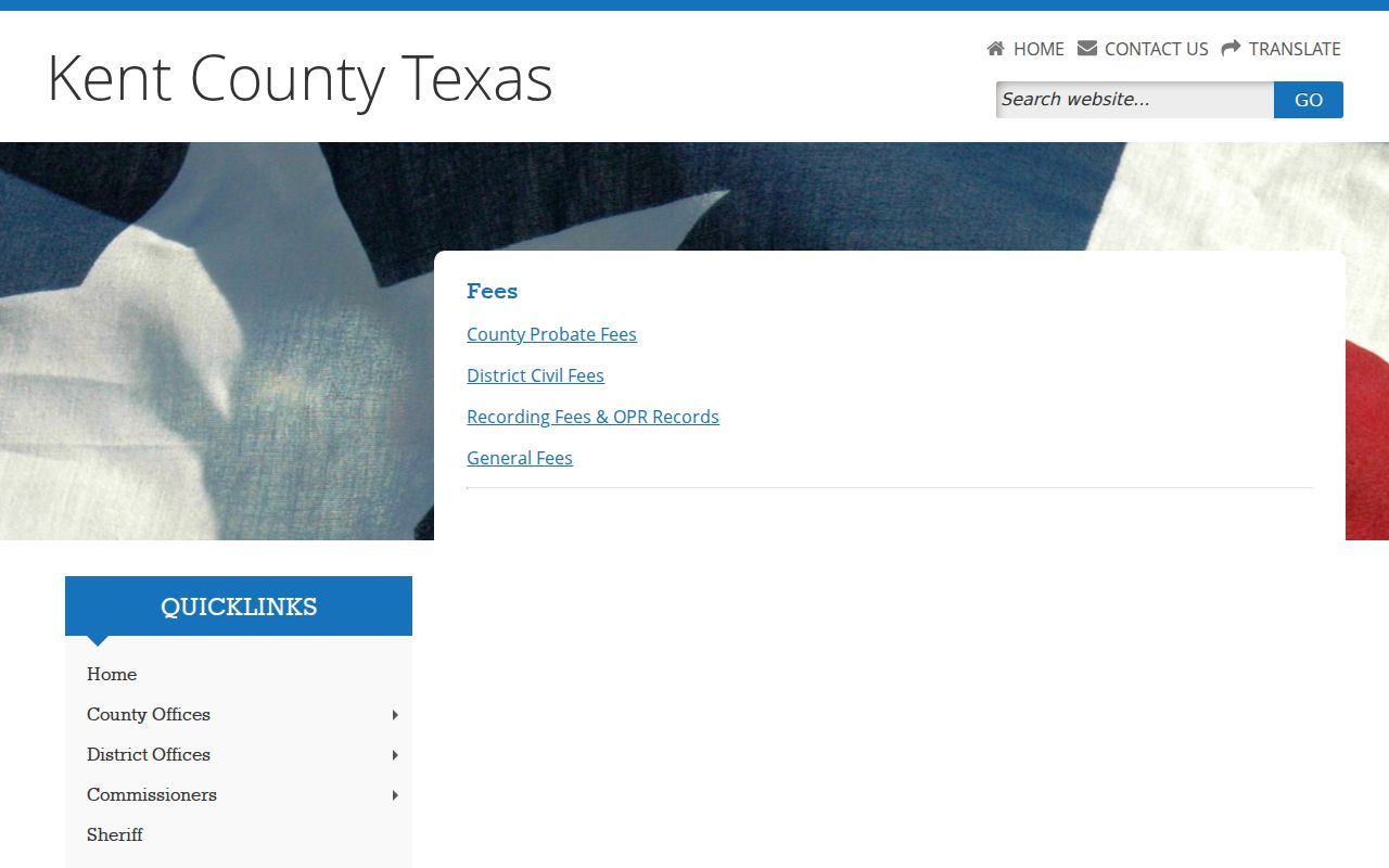 Kent County warrant records context, official county fee index