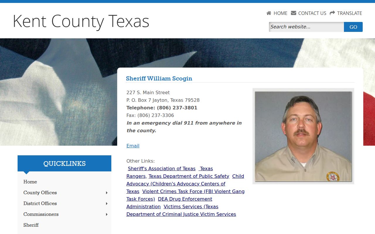 Kent County warrant records, official sheriff contact page